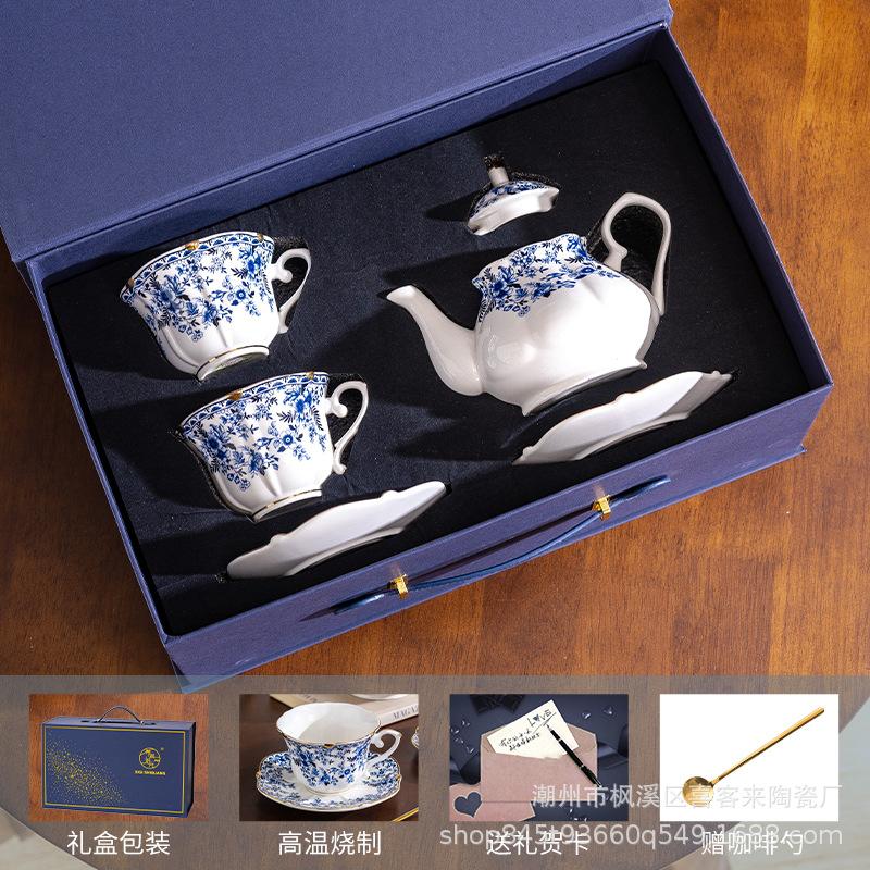 

Экспортировано в Великобританию Сине-белый фарфоровый кофейный набор: чашка и блюдце, керамический, ретро, изысканный, высококлассный, легкая роскошь, чашка для послеобеденного чая 200ML