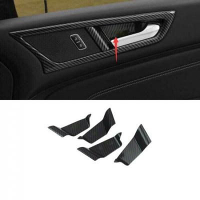 Inner Door Bowl Sticker Cover Trim 4* For Ford Edge 2015- ABS Carbon Fiber