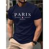 Summer Men's Casual Loose Plus Size Paris French Printed Sports Comfortable Round Neck Short Sleeved T-shirt