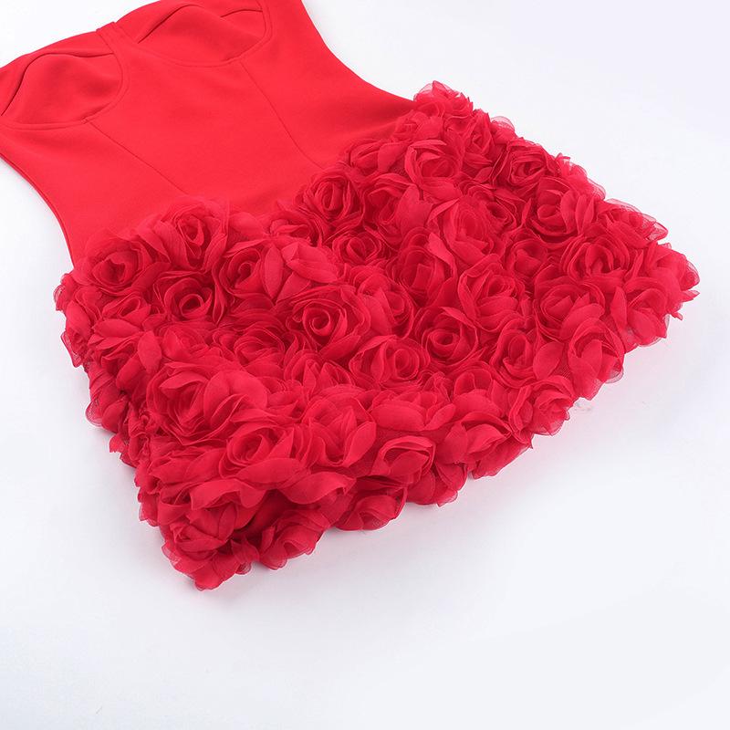 Spring Dress Women's Socialite Ethos Sexy Three-dimensional Flower Texture Strapless Dress Dress