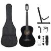 VidaXL Beginner Classical Guitar Set 12 Pcs Black 4/4 39"
