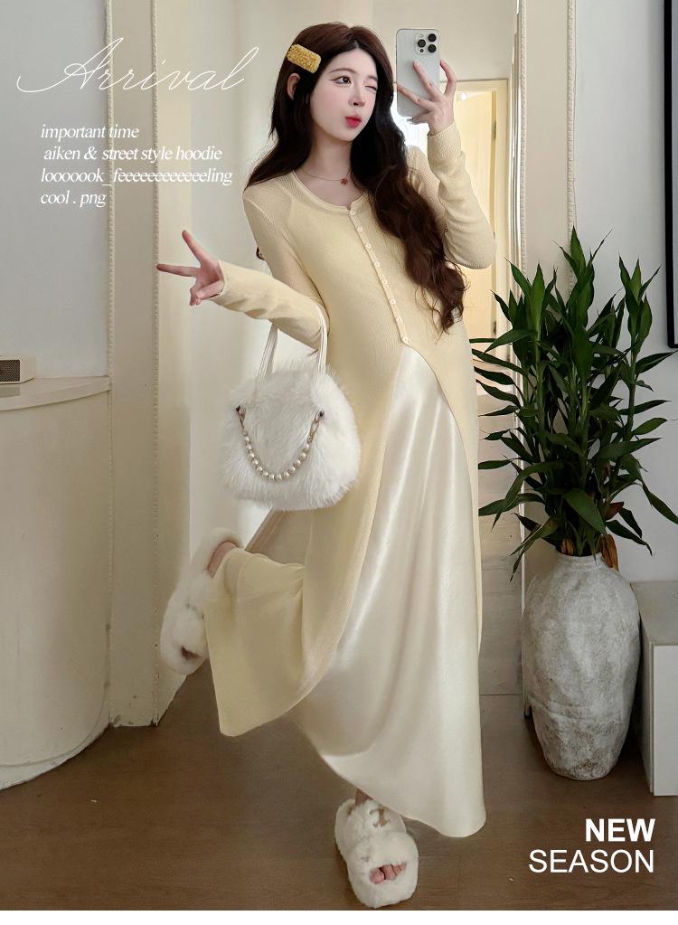 Spring 2026 Elegant Maternity Sling Dress & Cardigan Set
