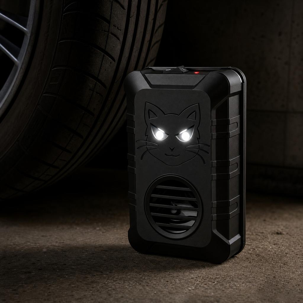 Ultrasonic Rodent Repeller Electronic Pest Control Device for Car Engine Compartment Square Design Durable Material Easy Installation