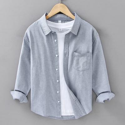 New Japanese Oxford Shirt Washed Cotton Literary and Leisure Loose Long Sleeve Shirt