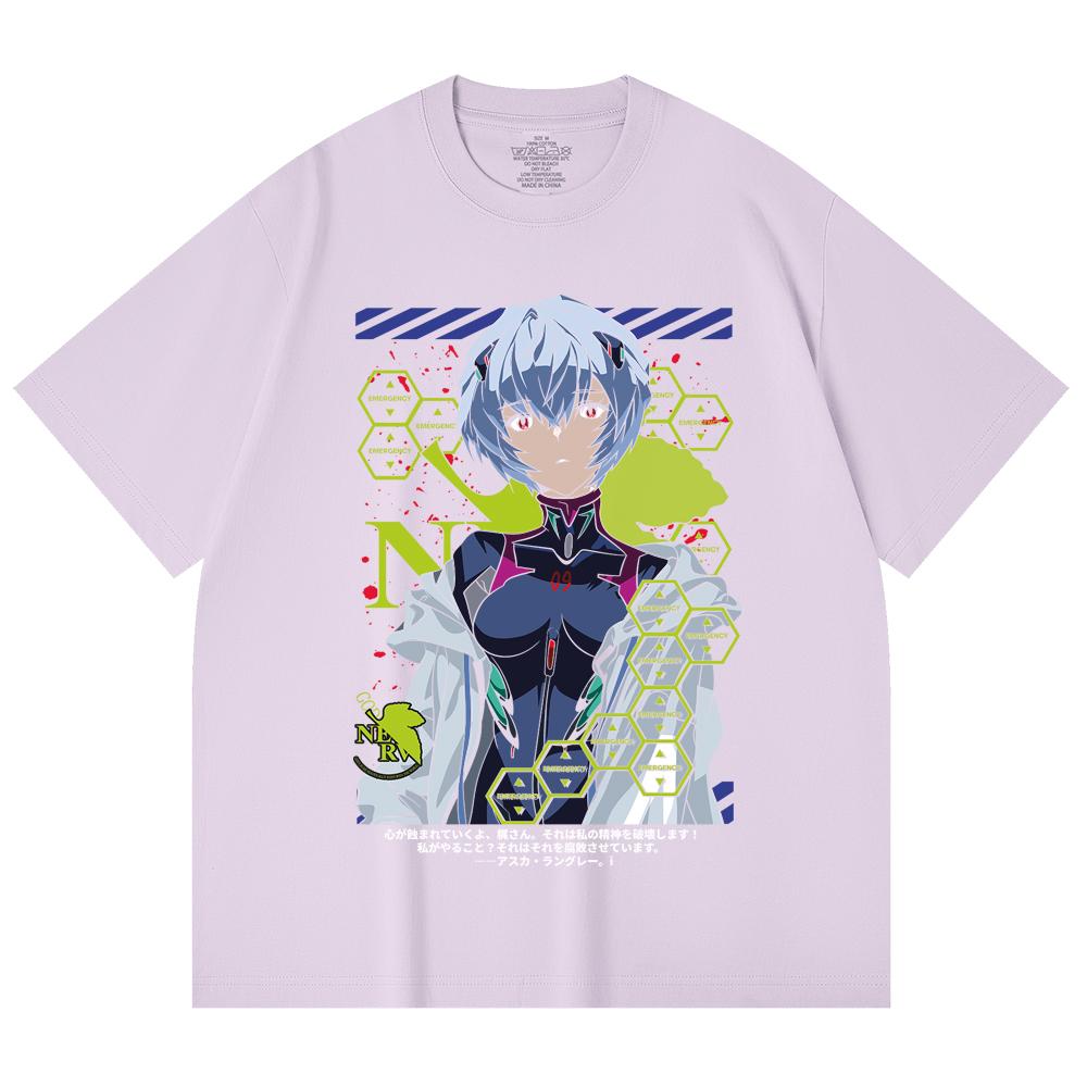 230 Gsm 100% Cotton Evangelion V6 Rei Print Unisex Heavy Cotton T Shirt