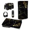 PlayVital Skins for the New PS5 Slim (Disc Version), PS5 Controller, PS5 Headset, Charging Station, and Remote Control [Black & Gold Marble Effect]