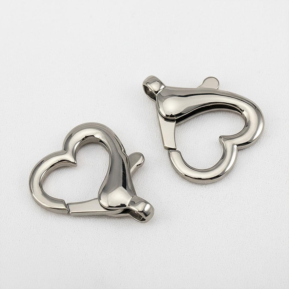 2pcs 304 Stainless Steel 18K Big Heart Buckle Lobster Clasps Hook Connectors for Keychain DIY Jewelery Making Materials Supplies