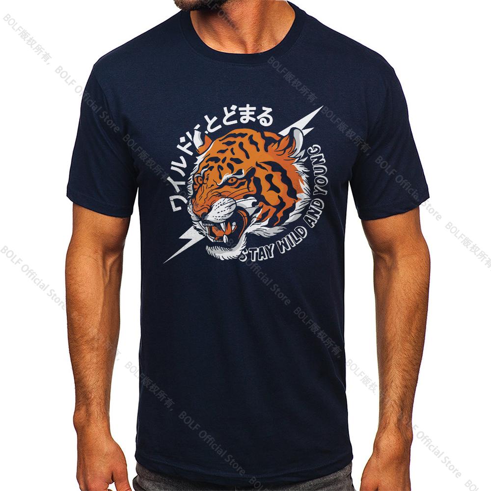 Men's Tiger Printed Vintage T-shirt Sport 100% Cotton Funny Tees for Men Women Sportswear Tops