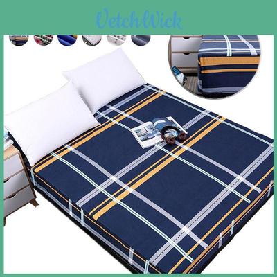 Elegant Floral Stripes Printed Mattress Protective Cover With Dustproof Fitted Sheet