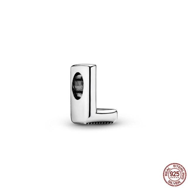 100% Γνήσιο μενταγιόν από ασήμι 925 αναμνηστικό γράμμα A-Z Series Beading Γνήσιο κόσμημα Panjia Charm βραχιόλι