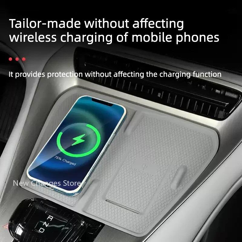 For Denza N7 2023-2025 Wireless Charging Pad Auto Interior Accessories Car Phone Non-slip Charger Mat Silicone Protective Pad