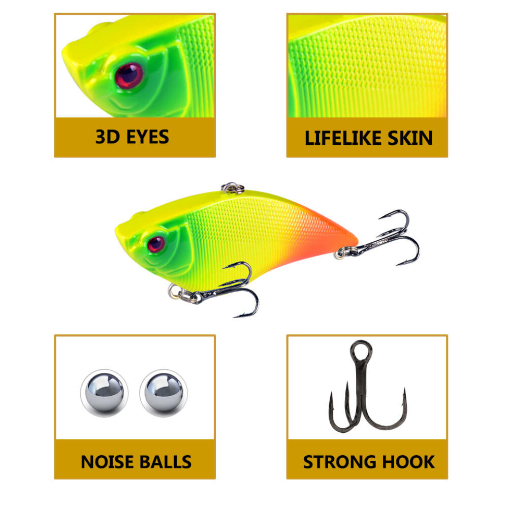 1PCS Hard VIB Fishing Lure 7cm 16g Plastic Artificial Bait Treble Hooks Peche Bass Pike Trolling Pesca Fishing Tackle