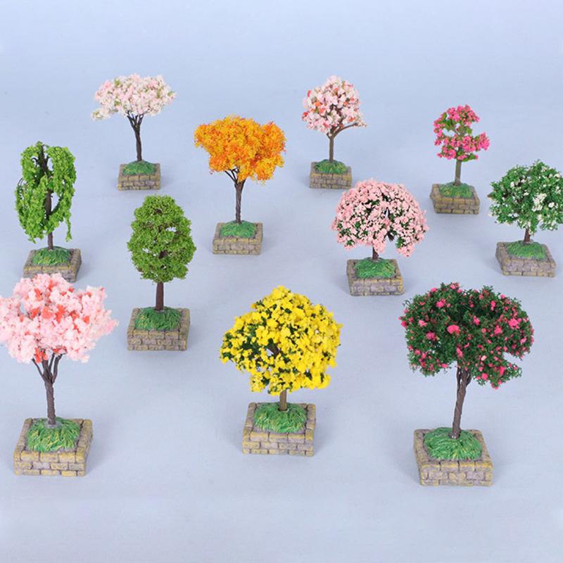 Puppenhaus Mini Künstlicher Baum Weide Ahorn Kirschbaum Modell Ornamente Gartendekorationen