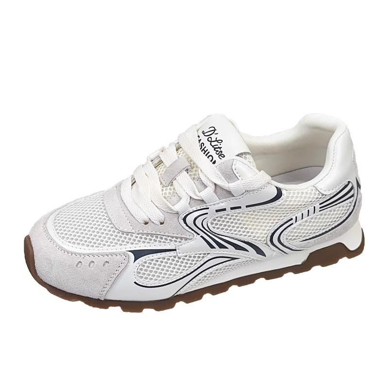 Leather Mesh Flat-soled German Training Shoes Women's 2025 Summer New Breathable Casual Women's Shoes Flat-soled Forrest Gump Sports Shoes