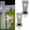 Solar Cemetery Vase with LED for Gravestone Outdoor Artificial Fresh Flower Holder Headstone
