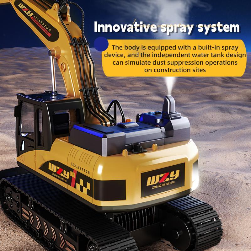 12/13/15CH RC Excavator Crawler track Alloy Truck Engineering Vehicle Sound Spray 680 Rotation Car Kids Toys for Boys Xmas Gift