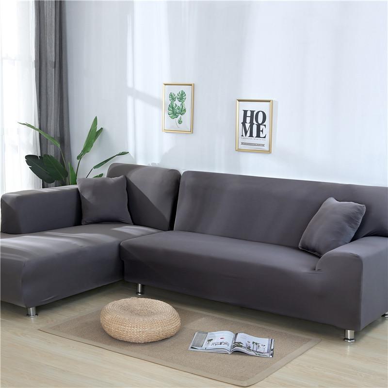 Vanlige hjørnesofatrekk til stue Elastisk spandex sofatrekk Stretch trekktrekk L-form Sofa Trenger Kjøp 2stk Sofatrekk
