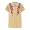 Damen Freizeit Locker Sitzend Kurzarm Knopf V-Ausschnitt Blumenmuster Bluse Top Leicht Atmungsaktiv Sommerhemd
