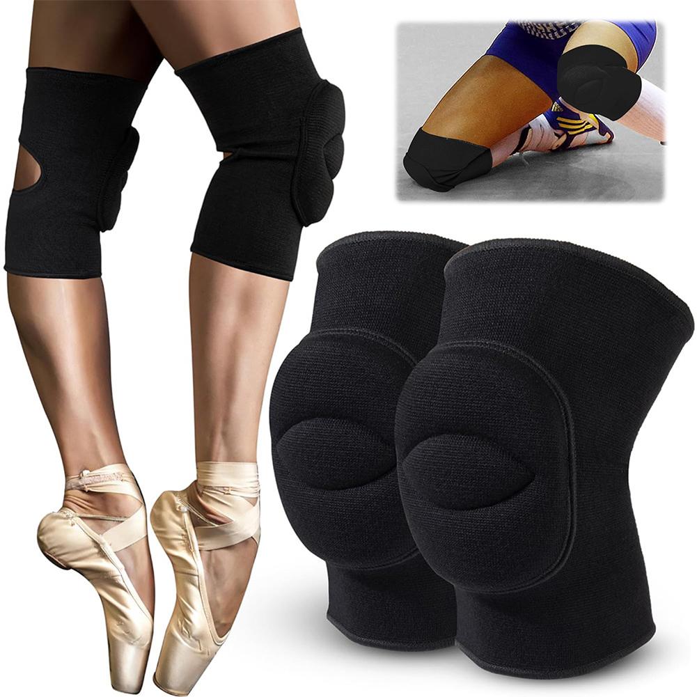 1 Pair Wrestling Knee Brace Soft Breathable Knee Protector Sleeve Thick Sponge Anti-collision Knee Pad for Volleyball Dance Yoga