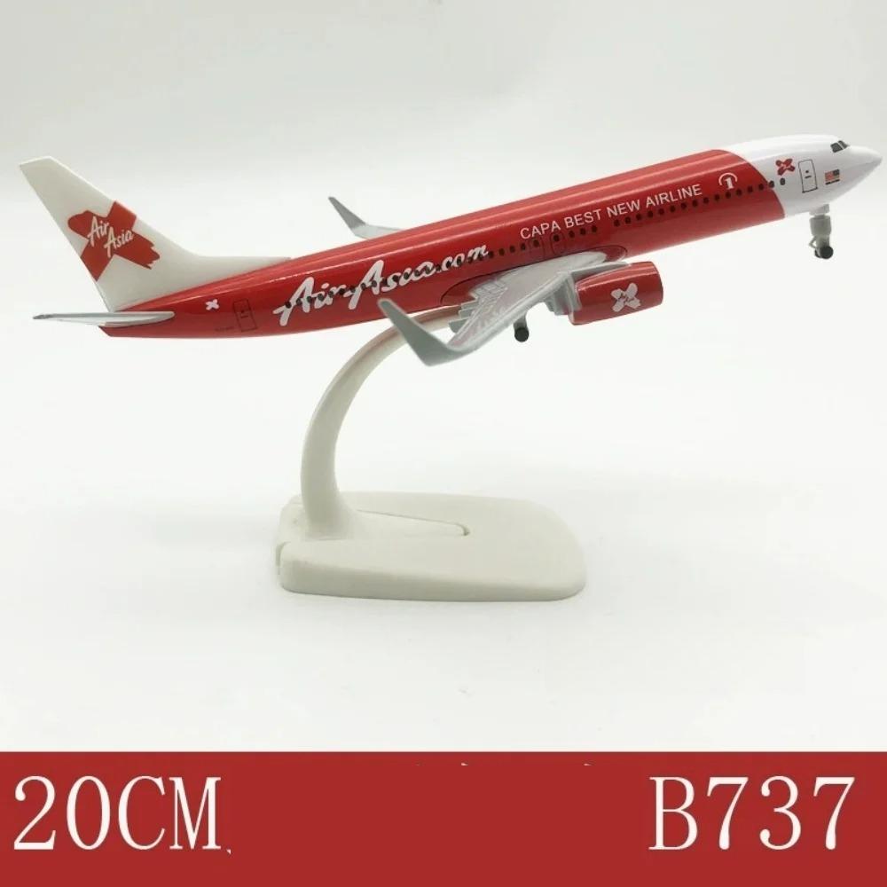 1/300 20cm Toy Planes Air Asia Airlines 737 B737 Alloy Metal Airplane Model with Landing Gear Simulation Toy Aircraft Gift