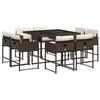 VidaXL Garden Dining Set and Cushions 9 Pcs Brown Poly Rattan 3278144