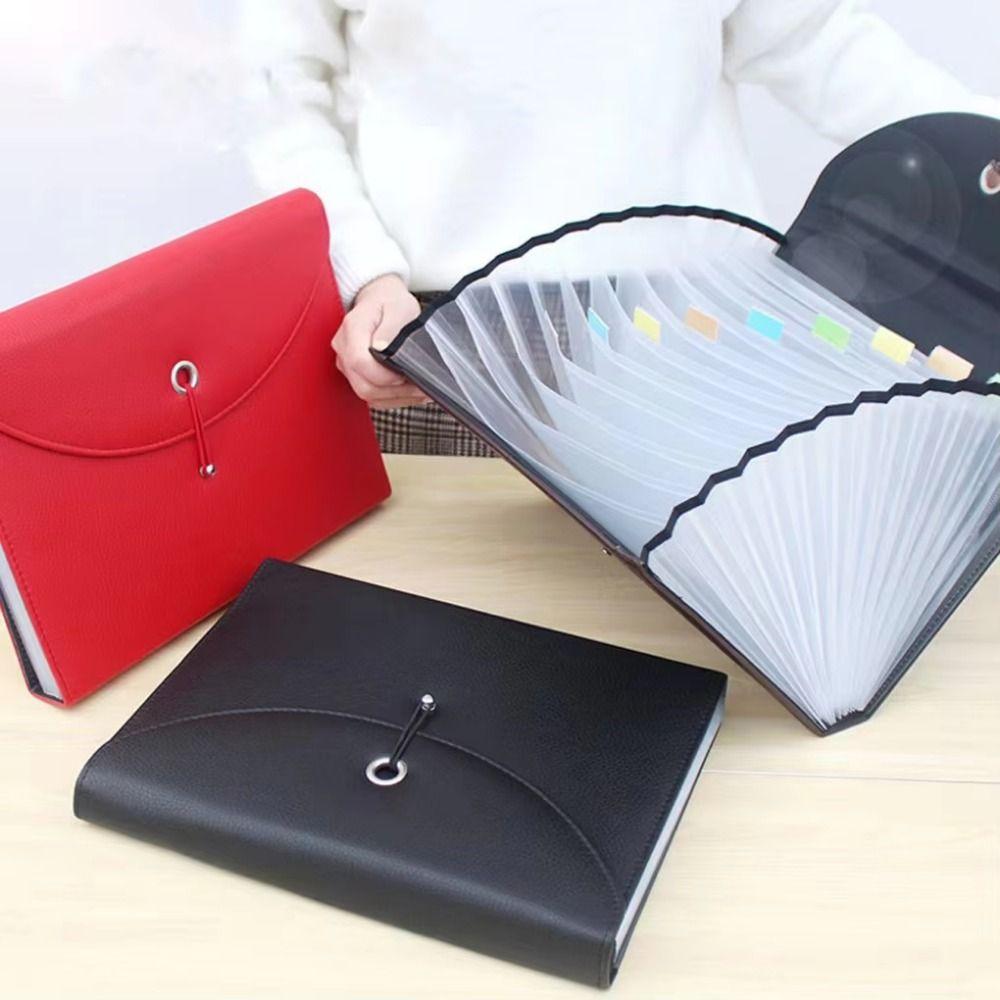 With Labels PU Leather Document Bag Waterproof Accordion File Organizer  School Supplies