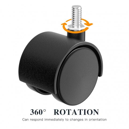 5 PCS 2 Inch Nylon Plastic Replacement Casters Rotating Furniture Wheels Floor Protection Office Chair Rotating Casters Threaded Rod Black
