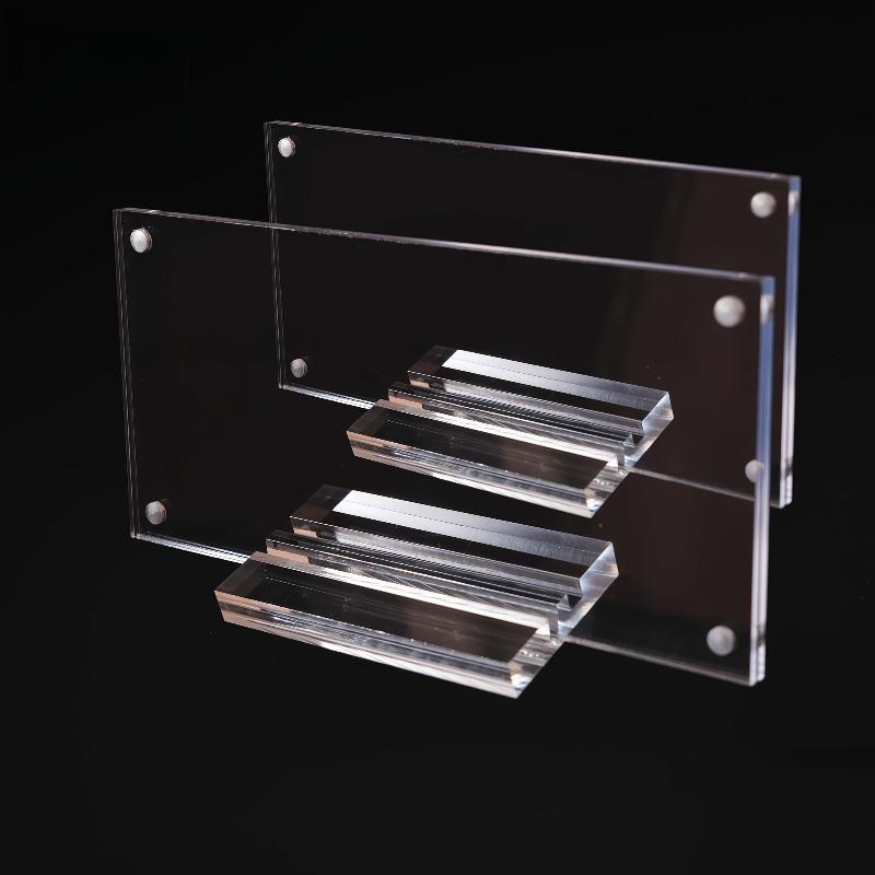 2/4Pack Bill Holder Display Photo Frame Double-Sided Transparent Magnetic Display Stand for Office Home Salon Business Organizer