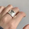 Elegant Frosted Matte Wide Band Open Ring for Women - S925 Silver Plated, Trendy INS Style