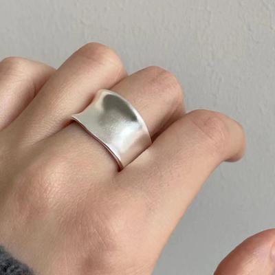 Elegante Gematteerde Open Ring met Brede Band voor Dames - S925 Verzilverd, Trendy INS Stijl
