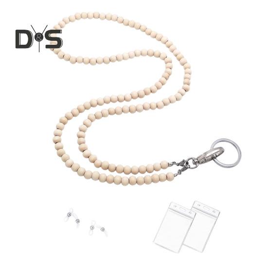 Barevné dřevěné korálky učitelské poutko na řetízek ID držák zatahovací odznak naviják klíče na brýle řetízky na brýle řetízek na brýle s pouzdry na karty