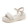 Augustine sandals women's 2025 new summer wear white small fragrant wind thick sole one pedal fashion cool slippers