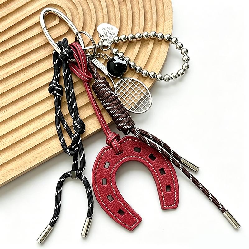 Yogodlns New PU Leather Simple Horseshoe Pendant Horse Hoof Casual Key Chain Pendant Hanging Purse Accessories Women