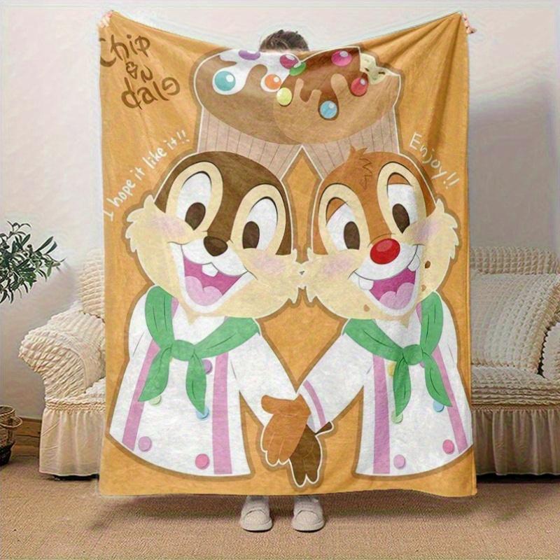 1pc, Chip & Dale Stuffed Animal Cute Cartoon Character Decorative Throw Blanket for Home, Living Room, Bedroom, Travel, Camping, Car, Beach,