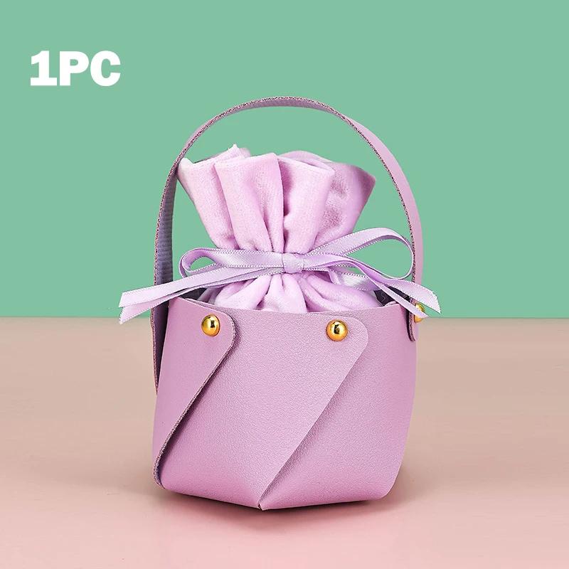 Tragbarer Kleiner Leder-Eimer Schokoladen-Bonbon-Dose Samt-Bonbon-Geschenktüten für Party Hochzeit Geburtstagsgeschenk Artikel Zubehör