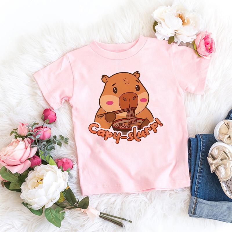 

2025 каваї Футболка Капібара Дитяча Дитяча Футболка капібара Мультяшний Одяг Дитина Дівчинка Хлопчик Капібари Футболка Дитячий Повсякденний Топ Одяг 140