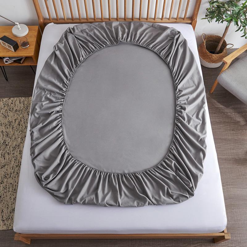 

100% Cotton Fitted Bed Sheet with Elastic Band Solid Color Anti-slip Adjustable Mattress Cover for Single Double King Queen Bed 180cmX220cm
