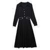 Elegant Color Block Patchwork Slim Fit Mid-Length Plus Size Long Sleeve Dress for Women - Spring/Autumn Collection