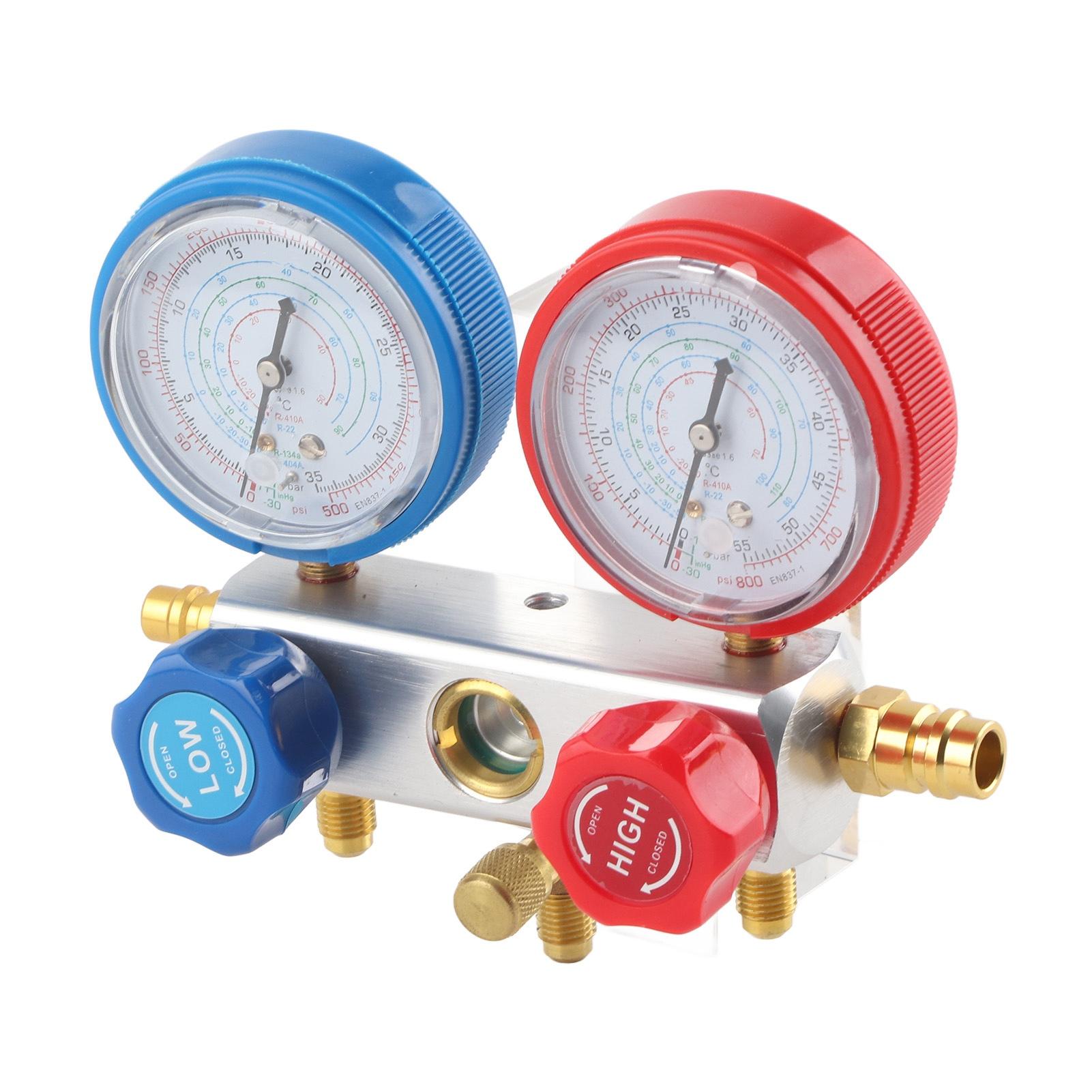 

3-ходовой диагностический коллекторный манометрический комплект для кондиционера, набор инструментов для заправки хладагента для R410A R22 R404
