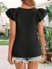 Women's Ruffle Cap Sleeve T Shirt Crew Neck Lace Feminine Summer Top
