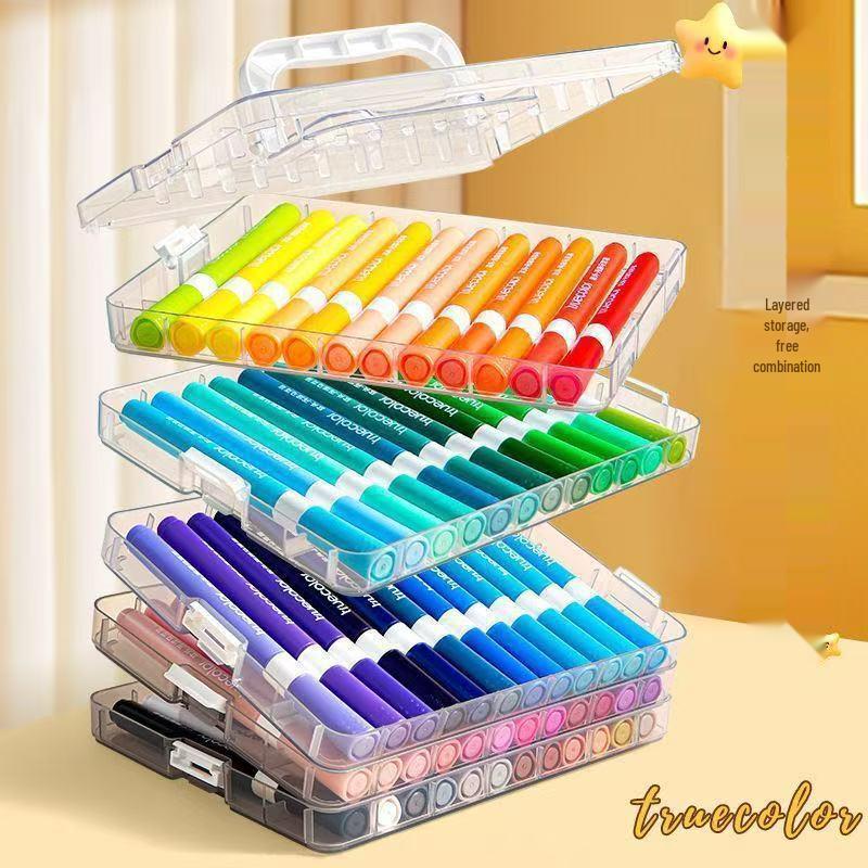 

Washable Acrylic Markers: Soft Tip, Colorful, Stackable Box for Kids & Students 24 Colors Stackable Box