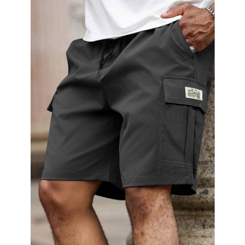 

Men s Streetwear Style Lightweight Cargo Shorts Elastic Waist Summer Wear S чорний