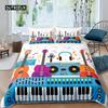 Piano Pattern Duvet Cover Microfiber Classic Music Themed 2/3Pcs Bedding Set Musical Pattern Geometric Stripe King Quilt Cover