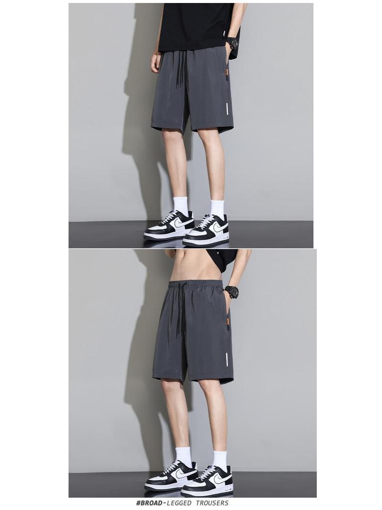 Men's Lightweight Ice Silk Casual Shorts - Trendy Loose-Fit Beach & Sports Pants