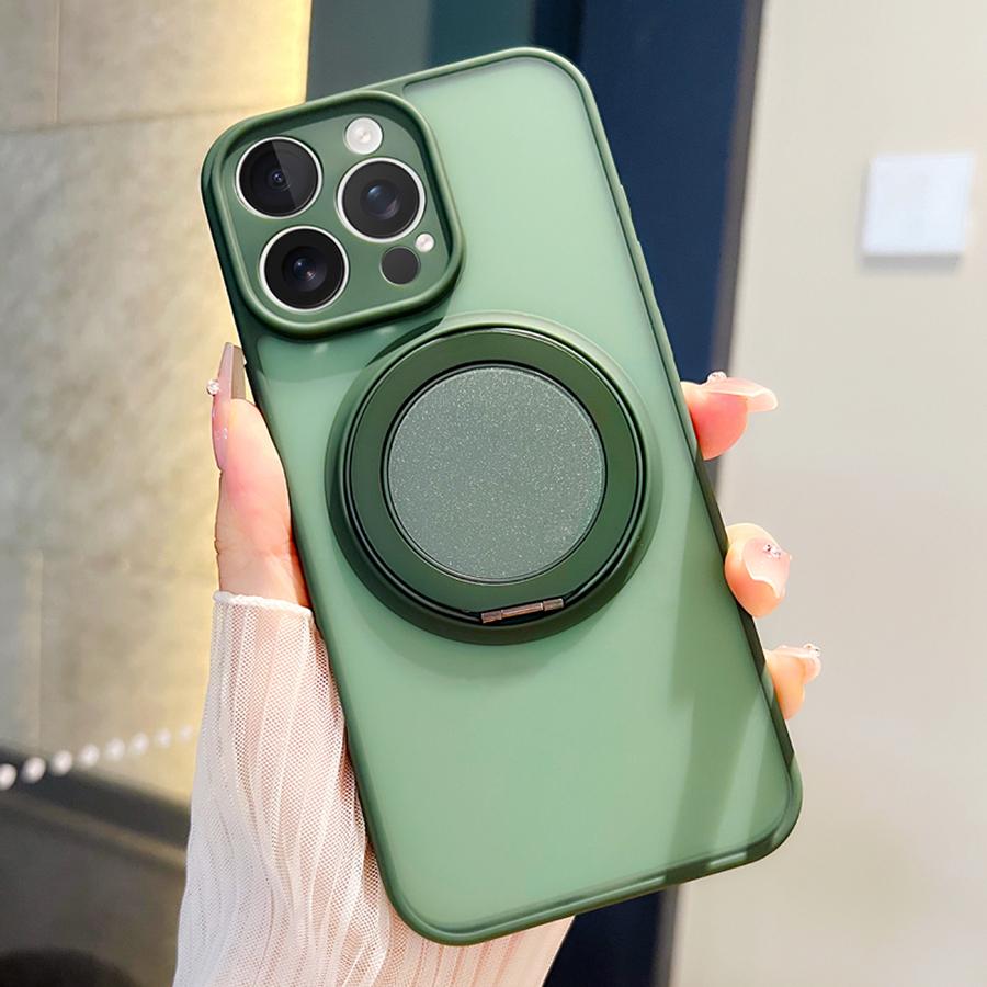 360° Metal Ring Bracket Magnetic Case for iPhone 16 15 14 Plus 13 11 12 Pro Max Hardware Kickstand Silicone Magsafe Soft Cover