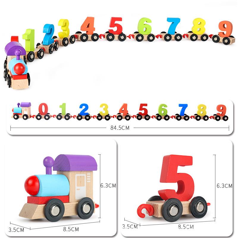 Wooden Educational Assembly Train and Blocks for Kids