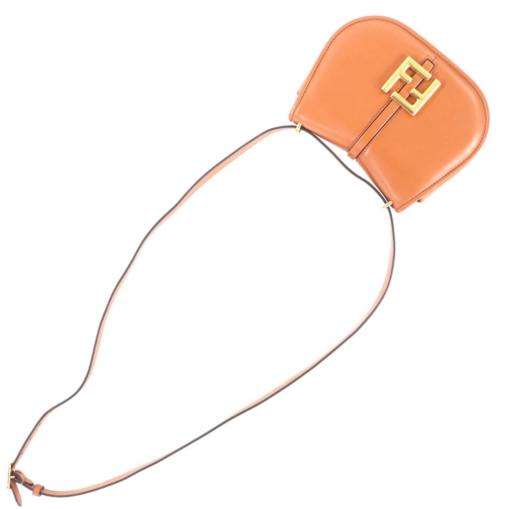 Excellent FENDI Shoulder Bag C'mon Small Brown Leather Women 8BS082 Used