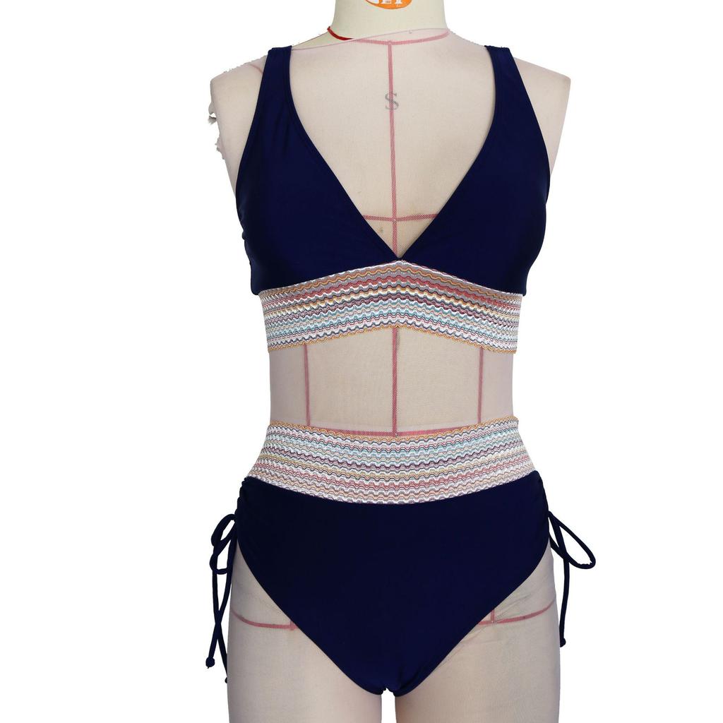 New women's split swimsuit sexy bikini high waist belly hanging neck tight swimsuit