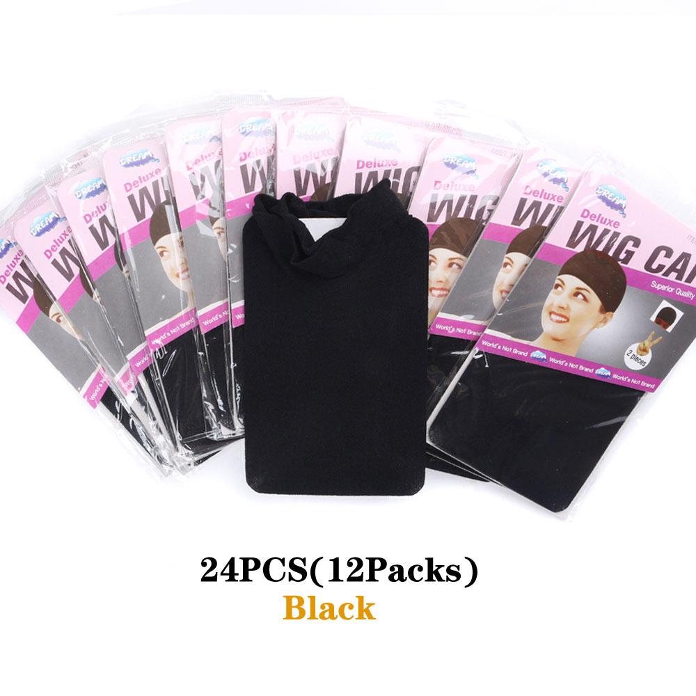 24Pieces (12 Packs) Wig Cap Fashion Stretchable Hair Nets 2Pcs/Pack Stocking Hair Cap Free Size Nylon Mesh Wig Net Free 2028