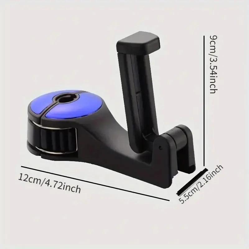 Multifunctional 2 In 1 Car Hook Hidden Mobile Phone Holder Bracket Car Clip Rear Row Headrest Hook Lock Buckle Car Mount Stand